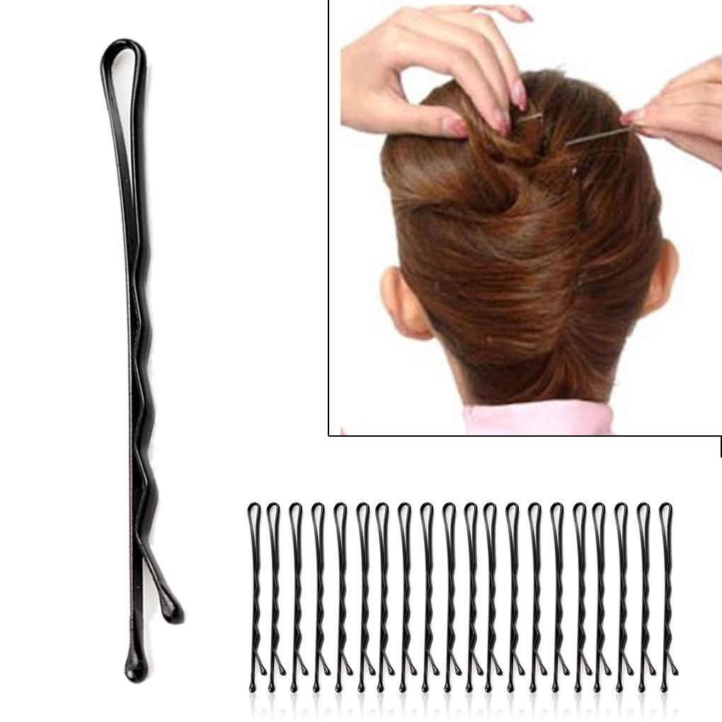 Set 60 kẹp tóc kiểu gợn sóng màu đen tạo kiểu tóc tiện dụng P360