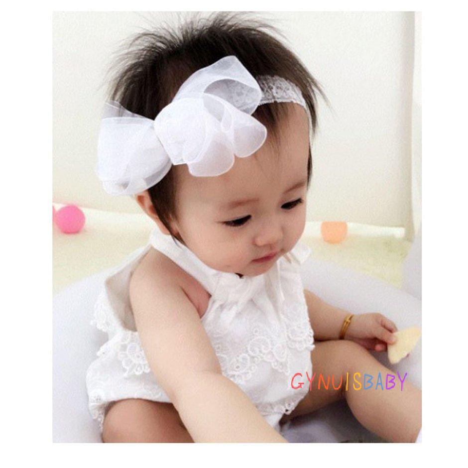 (Hàng Mới Về) Băng Đô Nơ Vải Cotton Co Giãn Phong Cách Hàn Quốc Cho Bé Gái