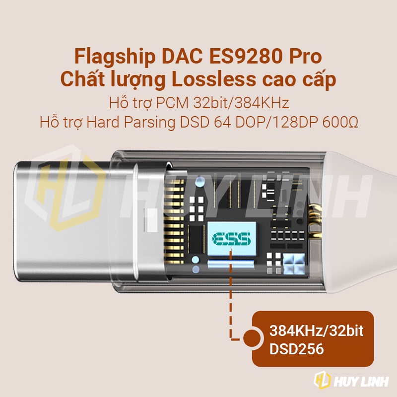 Cáp chuyển tín hiệu JCALLY JM40 ES9280C PRO Type C to 3.5mm cáp DAC cao cấp