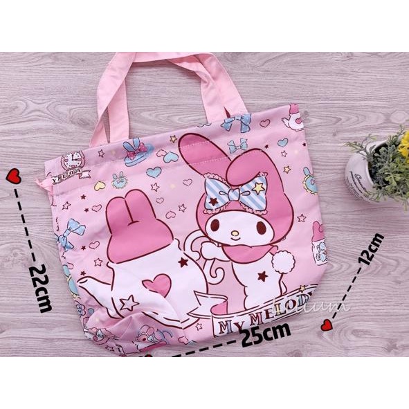 SANRIO Túi Dây Rút Đựng Đồ Ăn Trưa TB02 Bằng satin Mềm Mịn Họa Tiết Hello kitty melody