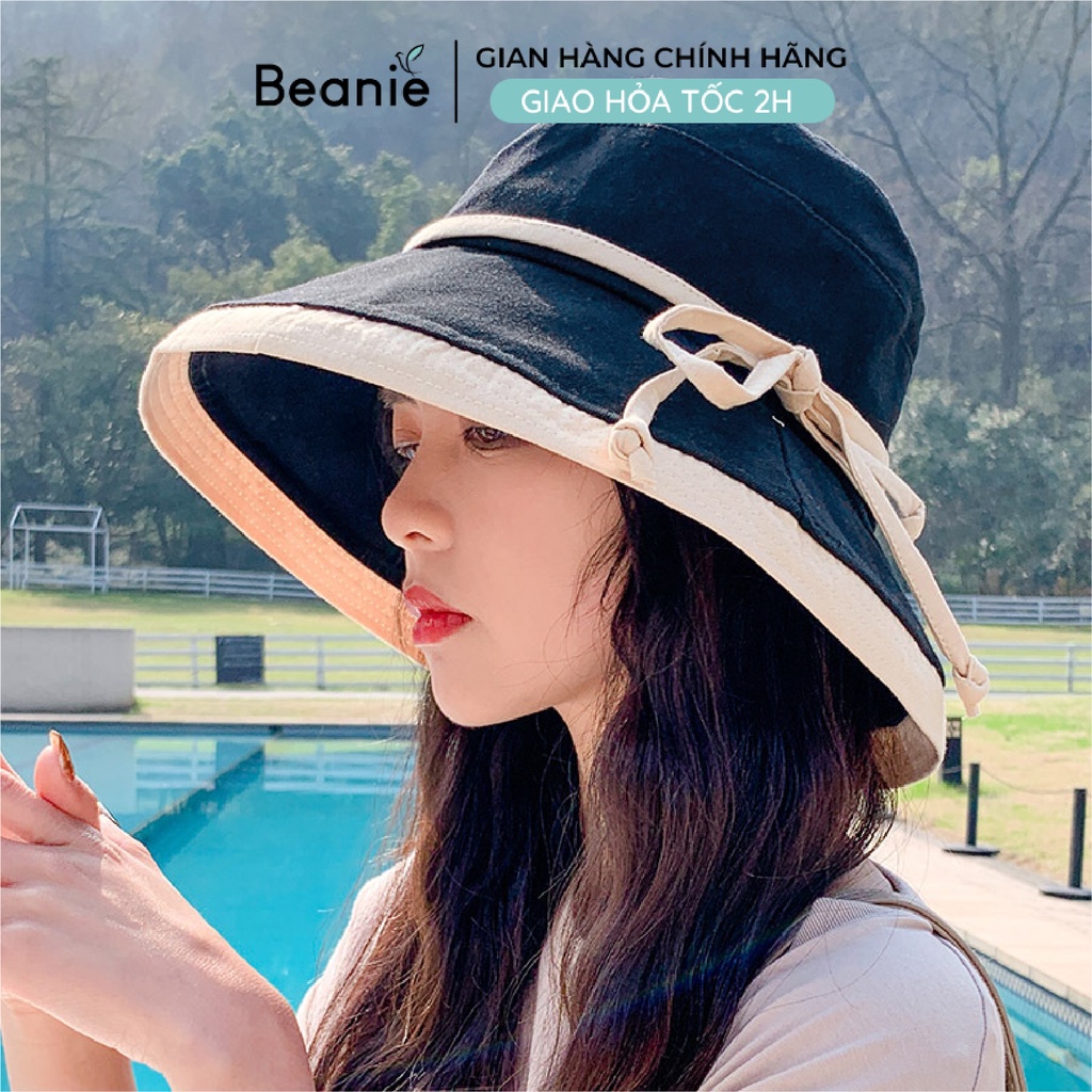 Mũ Vải Rộng Vành Nữ Đi Biển Thắt Nơ BEANIE Dáng Tai Bèo Hàn Quốc, Nón Vải Nữ Bucket Trùm Đầu Tròn Du Lịch Mùa Hè MH03