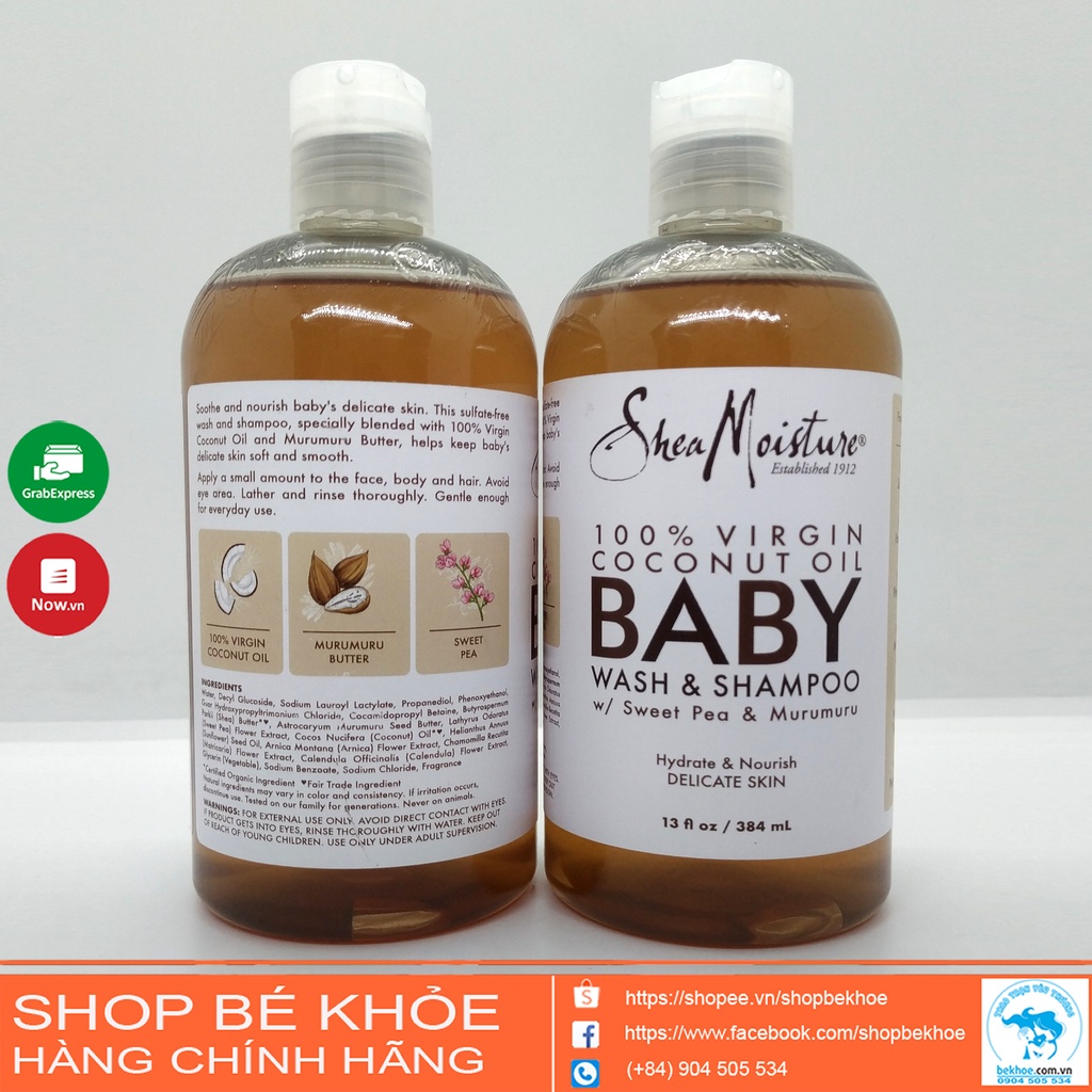 Sữa tắm gội Organic cho bé Shea Moisture Baby Wash&amp;Shampoo