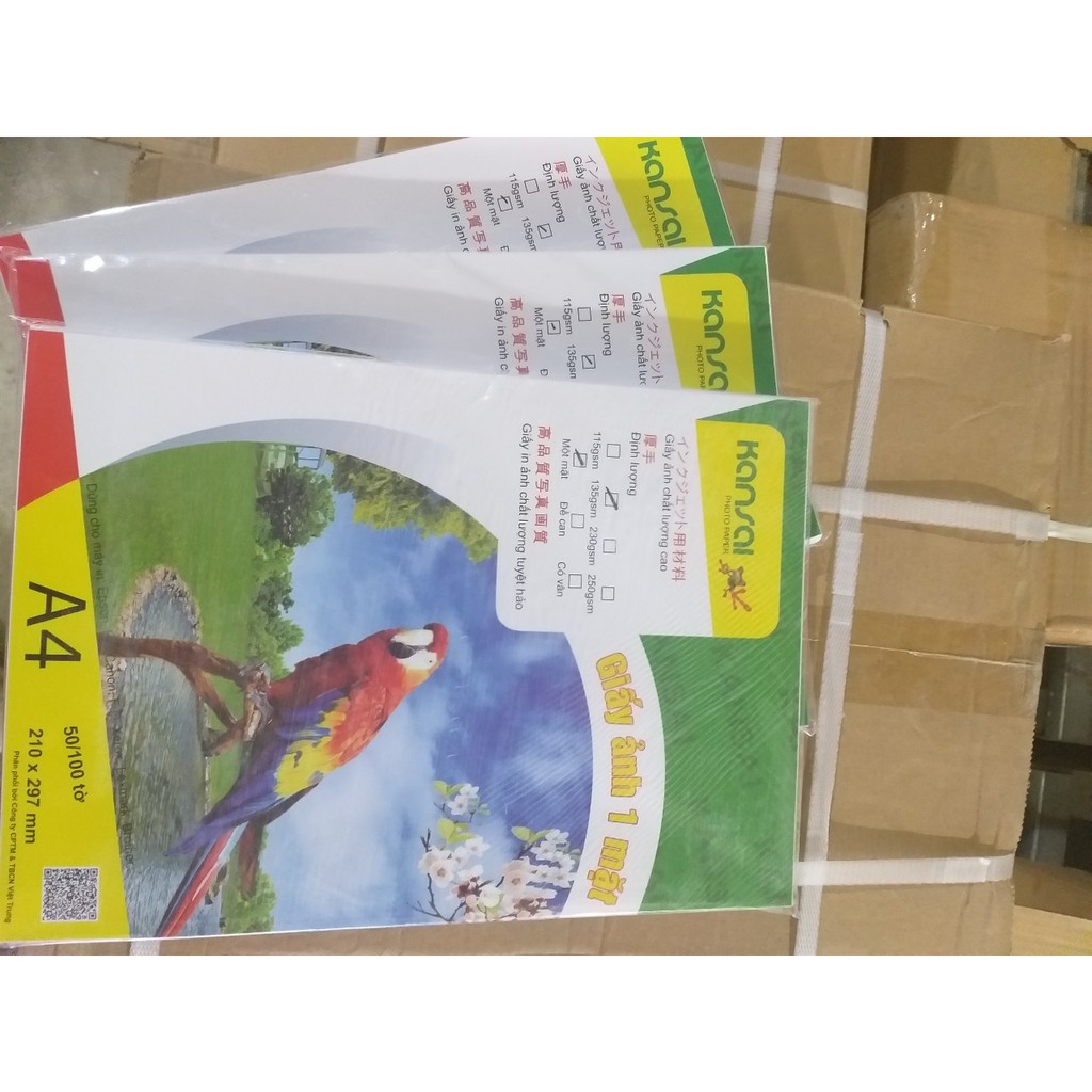 Giấy in ảnh 1 mặt KANSAI A4 định lượng 115gsm