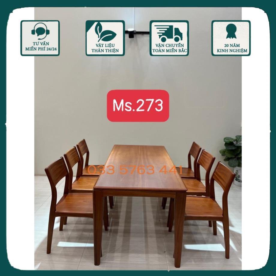 Bộ bàn ghế ăn 6 ghế cao cấp gỗ xoan đào bền cùng năm tháng