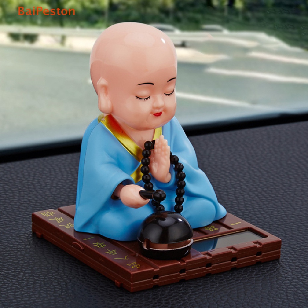 [BaiPeston] Phụ Kiện Mặt Dây Chuyền Trang Trí Gương Chiếu Hậu Xe Hơi Hình Chú Tiểu Lắc Đầu Lắc Bằng Năng Lượng Mặt Trời Nhỏ May Mắn Quà Tặ