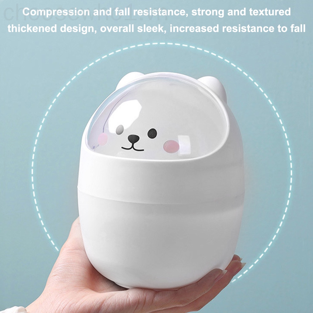 Thùng rác nhựa Mini có nắp họa tiết hoạt hình dễ thương