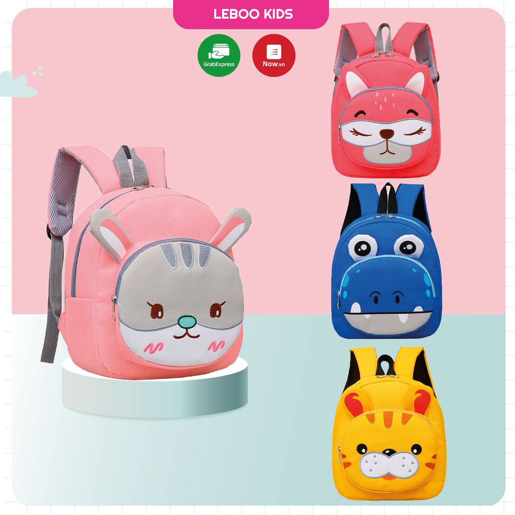 Balo cho bé hàng chất lượng không thấm nước,êm nhẹ in họa tiết động vật dễ thương