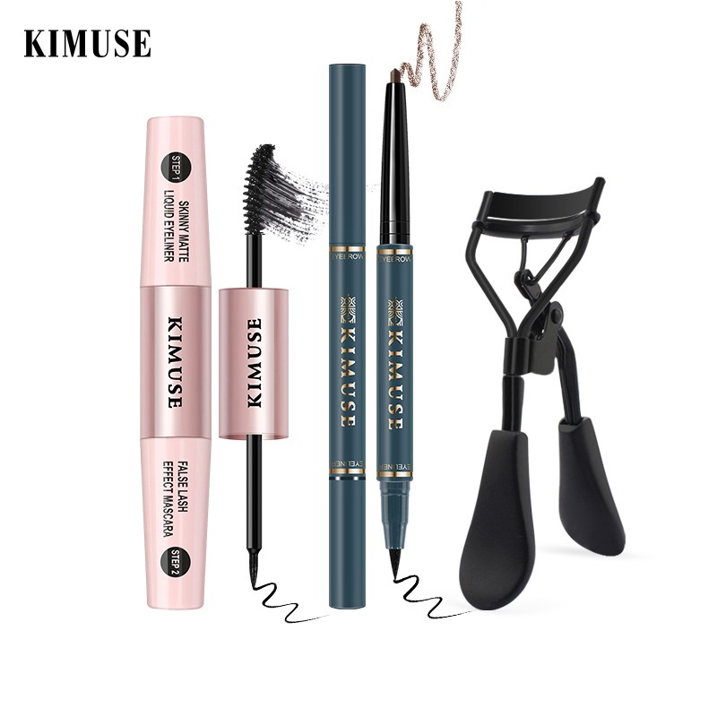 Set Mascara + Bút Kẻ Mắt + Kẹp Bấm Mi Kimuse 2 Trong 1 Không Thấm Nước 110g