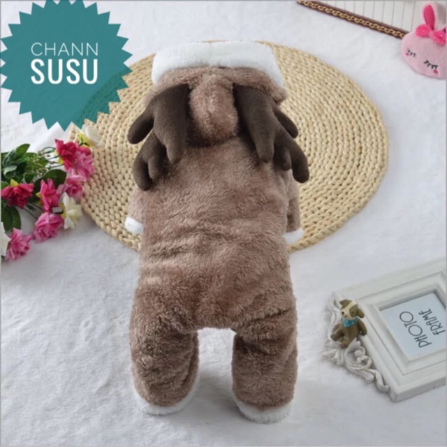 QUẦN ÁO CHÓ MÈO - Áo tuần lộc 4 chân 2 lớp dày dặn cho chó mèo thú cưng