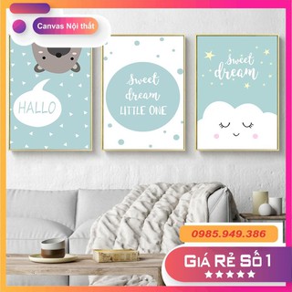 Bộ 3 tranh canvas cao cấp thế giới trẻ thơ trang trí phòng bé cv-202