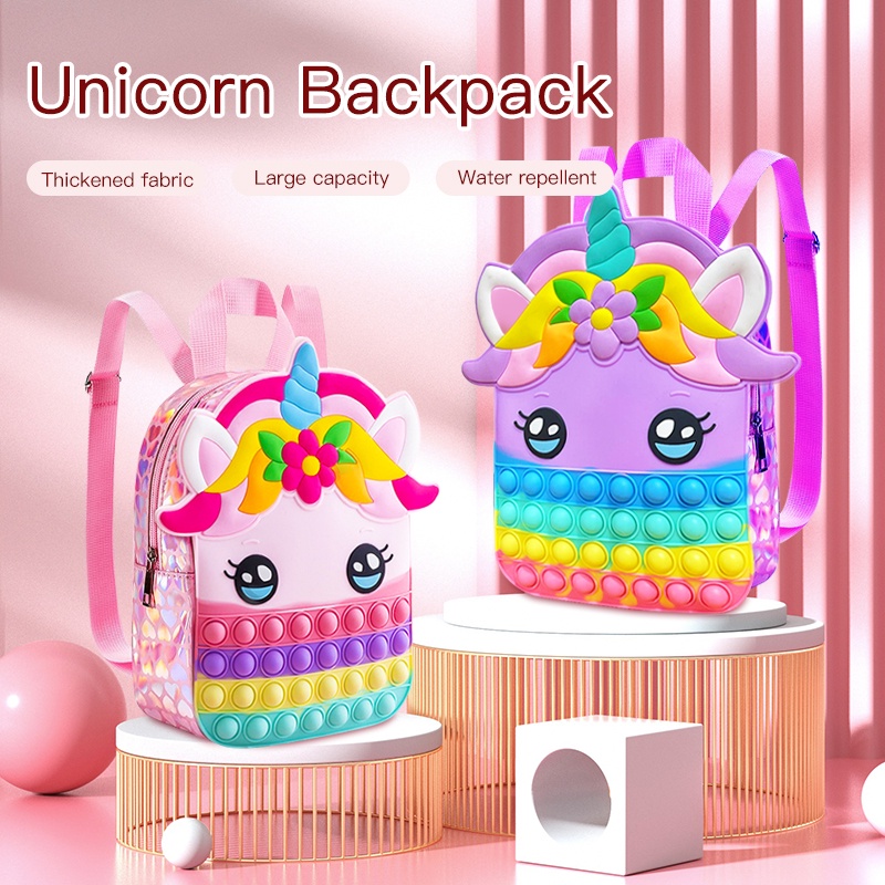 Ba Lô Đựng Đồ Chơi Giải Tỏa Căng Thẳng Họa Tiết Ngựa Một Sừng Dễ Thương Cho Bé Gái