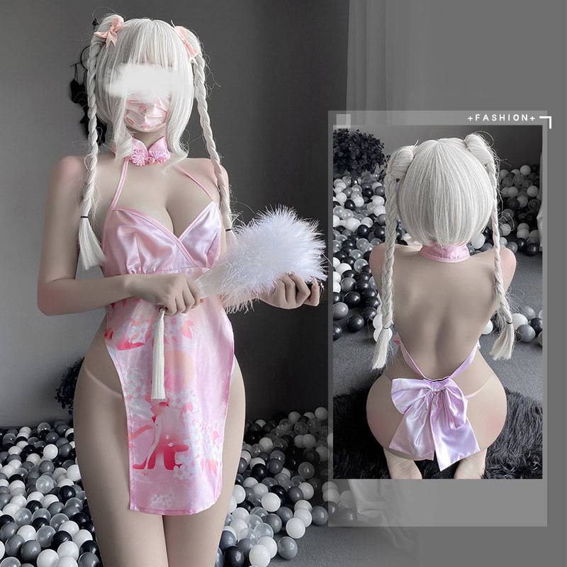 Bộ Đồ Lót Kiểu Sườn Xám Cổ Chữ V Khoét Sâu Gợi Cảm Cho Nữ