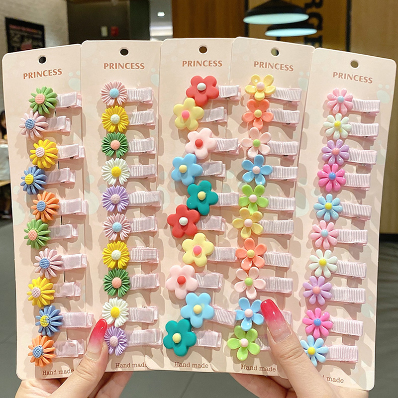 Set 10 kẹp tóc họa tiết hoạt hình đáng yêu cho trẻ em