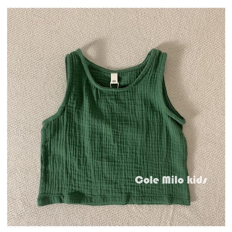 [Babycat] Áo Thun Cotton Không Tay Phong Cách Hàn Quốc Nhật Bản Họa Tiết Đan Chéo Thời Trang Mùa Hè Cho Bé Trai