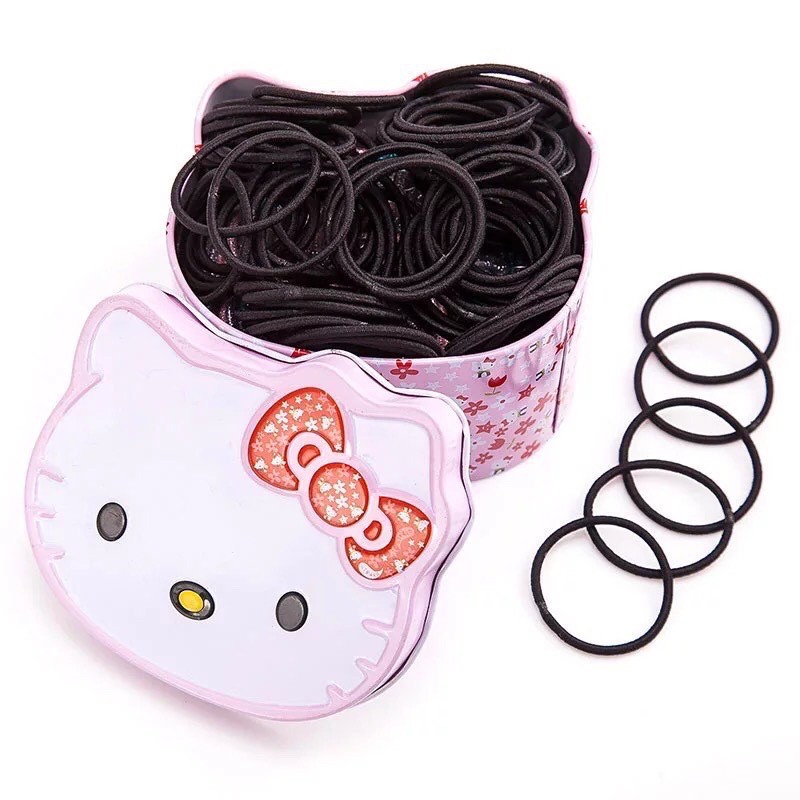 HỘP 100 CHUN BUỘC TÓC HELLO KITTY DỄ THƯƠNG CHO BÉ GÁI