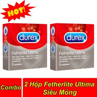 Combo 2 Hộp Bao Cao Su Durex Fetherlite Ultima Siêu Mỏng ( Hộp 3 Cái). Hàng Chính Hãng