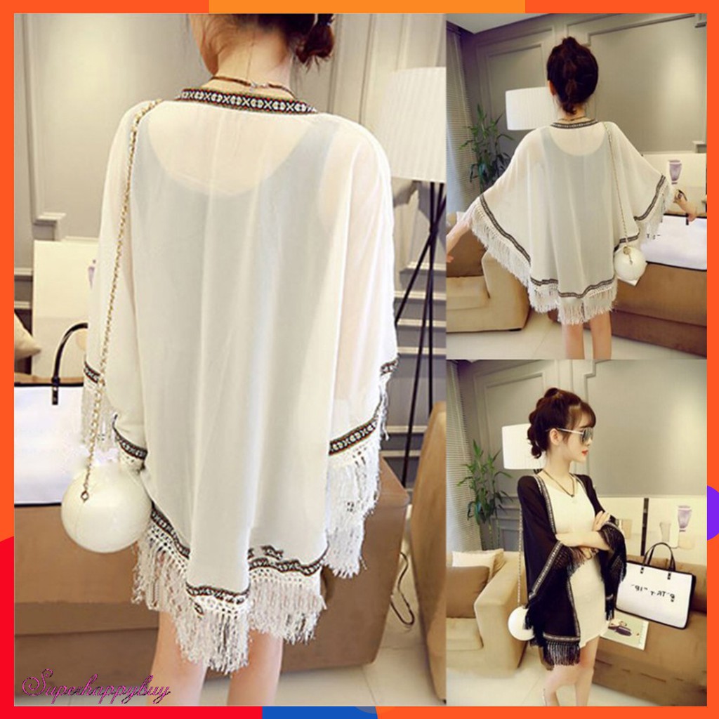 Women Summer Beach Chiffon Sunscreen Cardigan Outwear Cover Up