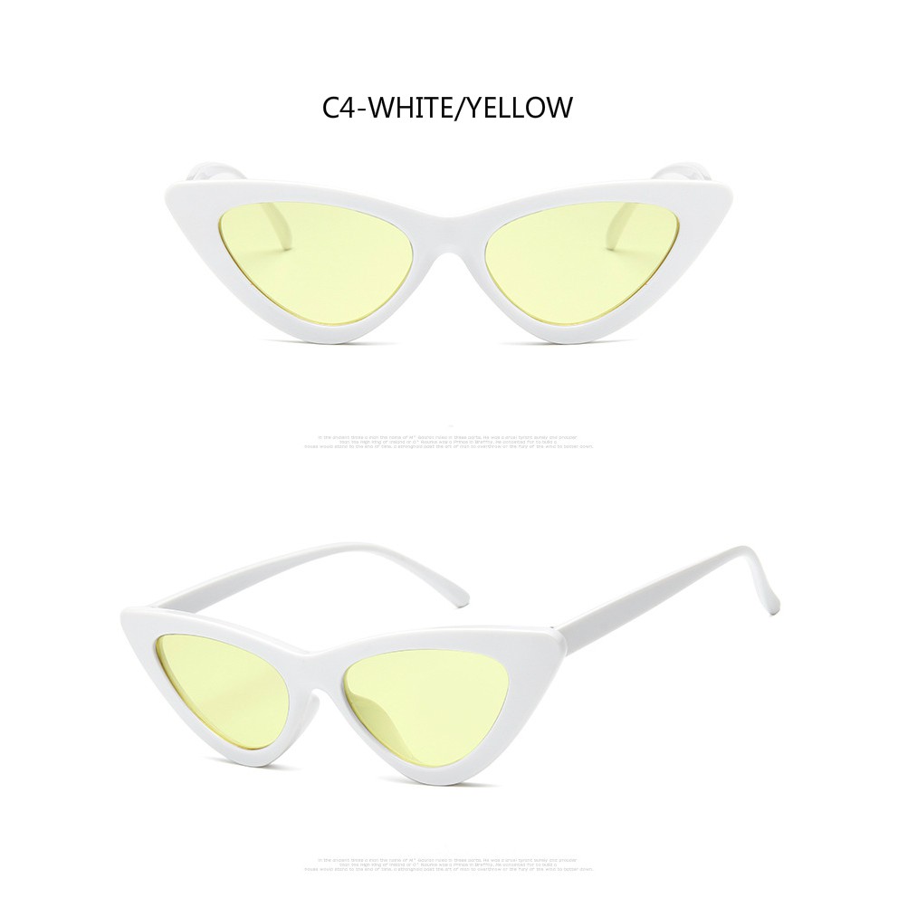 Kính mát gọng hình tam giác mắt mèo màu đỏ phong cách hoài cổ cao cấp