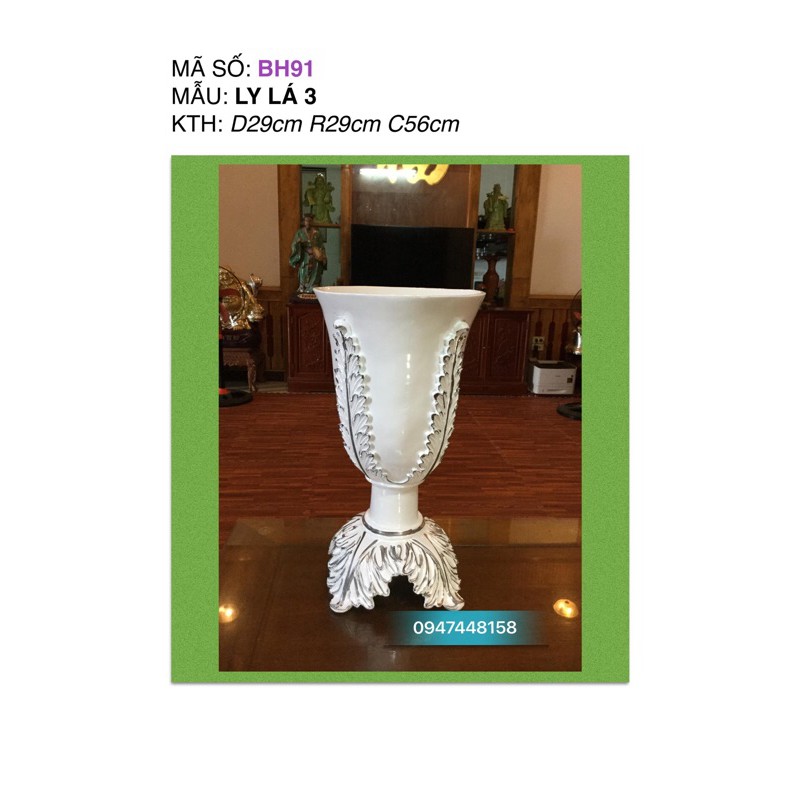 Bình hoa composite dáng ly lá số 3 cao 56cm