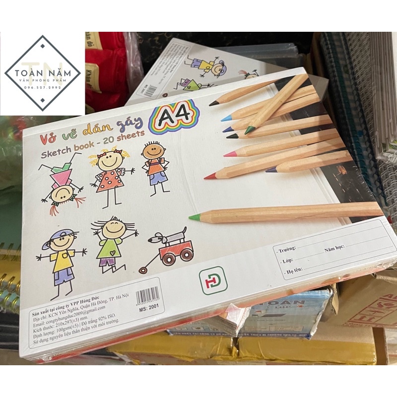 VỞ VẼ DÁN GÁY A4 HÙNG ĐỨC  20 TỜ