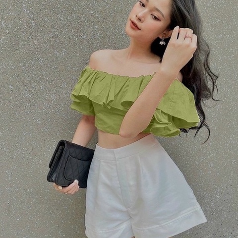 [Hàng Đẹp] Áo Thô Trễ Vai Tay Phồng ( MC ) dáng ngắn croptop nữ MC -UN - Thiên Yết