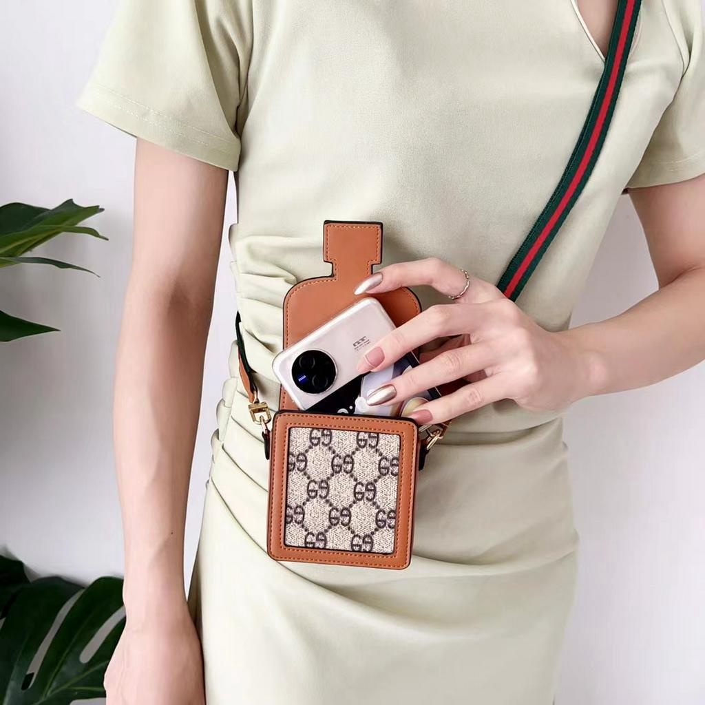Hàng Spot.S. Fashion G.Embroidered Túi Nhỏ / Khóa Kim Loại + Dây Đeo Phù Hợp Với Điện Thoại Di Động Samsung Có Thể Gập Lại Túi Đựng Tiền Xu