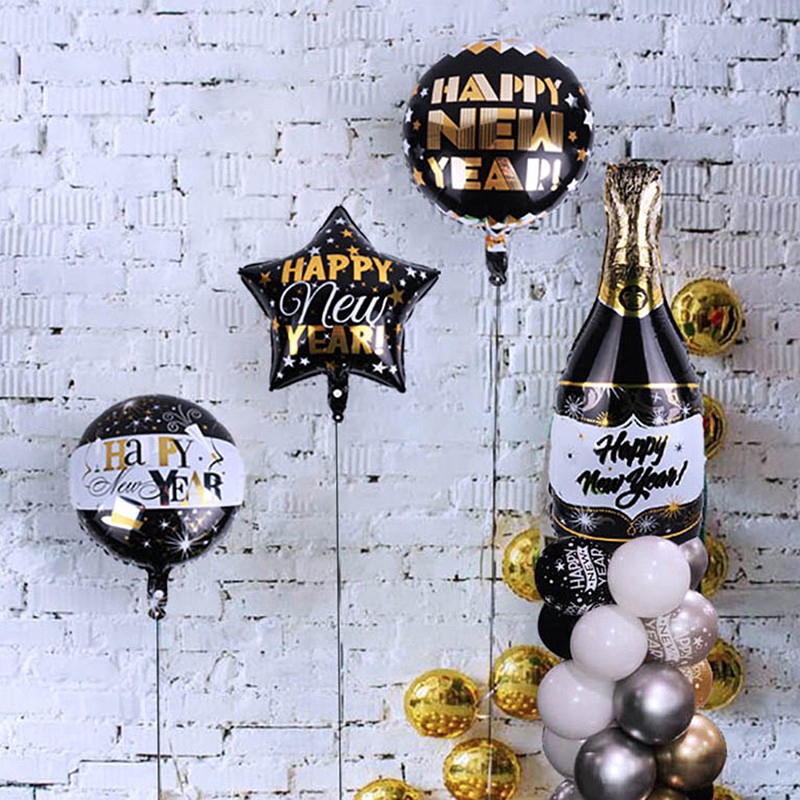 Bong bóng in chữ Happy New Year 2021