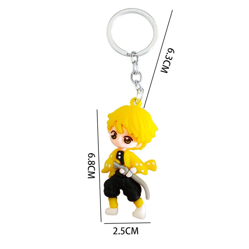 Móc khoá treo ô tô cặp balo mặt Ghost killing blade đơn giản