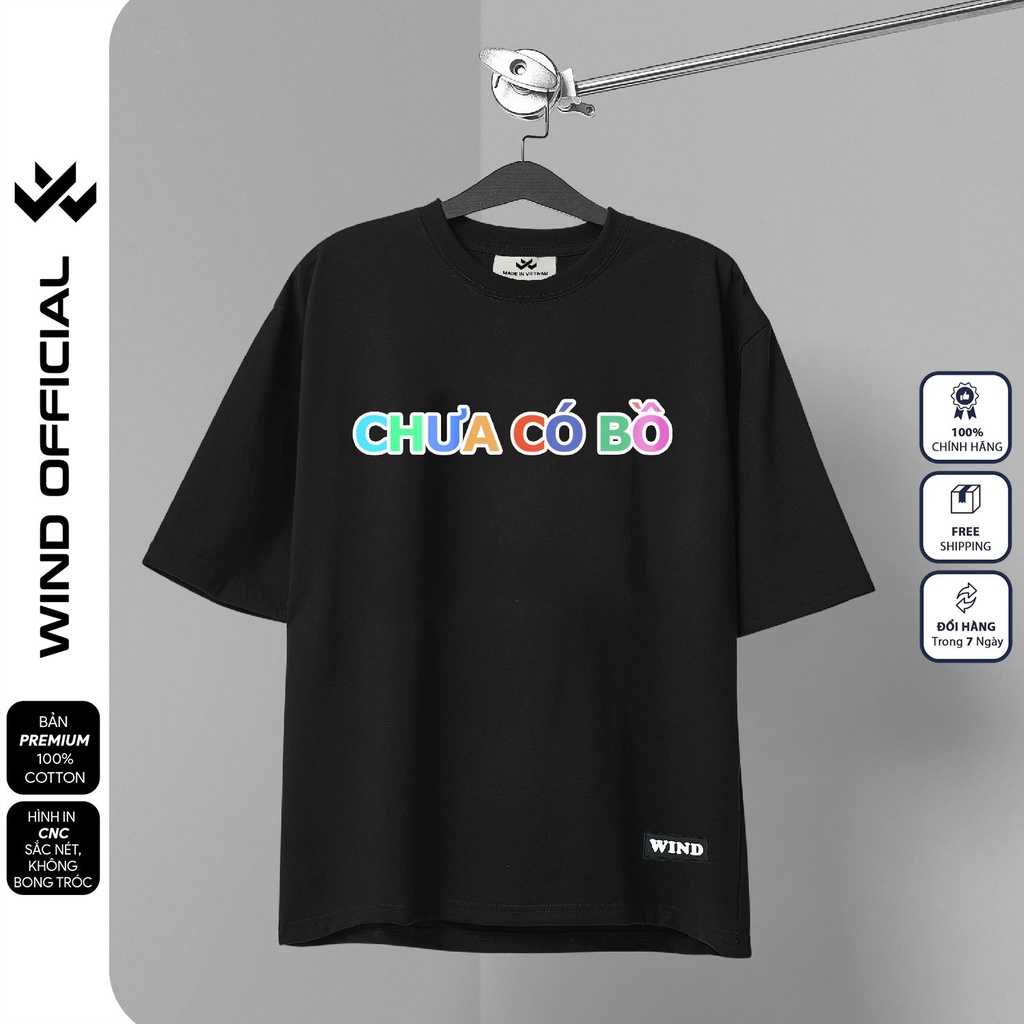 Áo thun tay lỡ unisex WIND phông form rộng 65% Có Bồ nam nữ oversize ulzzang