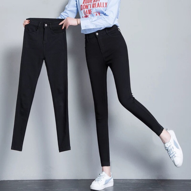 Quần Legging giả Jean cạp cao