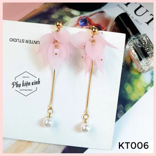 Kt006 - khuyên tai korea - cánh hoa hồng - hot trend