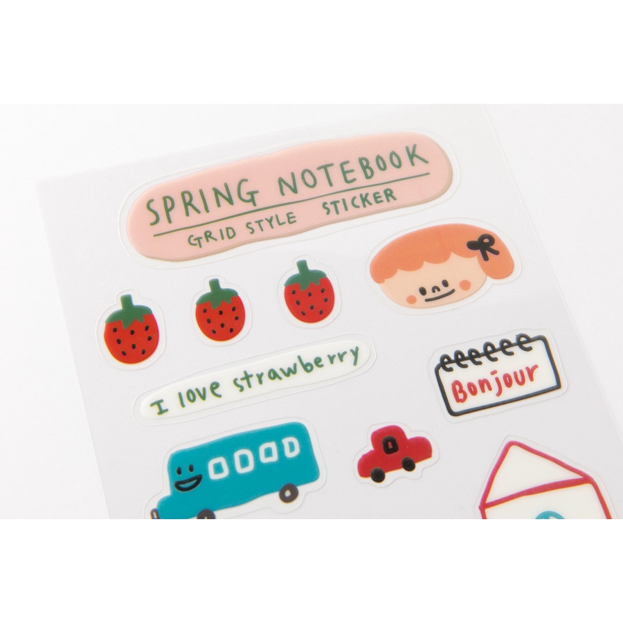 Sổ Lò Xo ARTBOX Hàn Quốc Bìa PP Trong Suốt Kẻ Ô Vuông Có Sticker Trang Trí Trái  Xinh Xắn