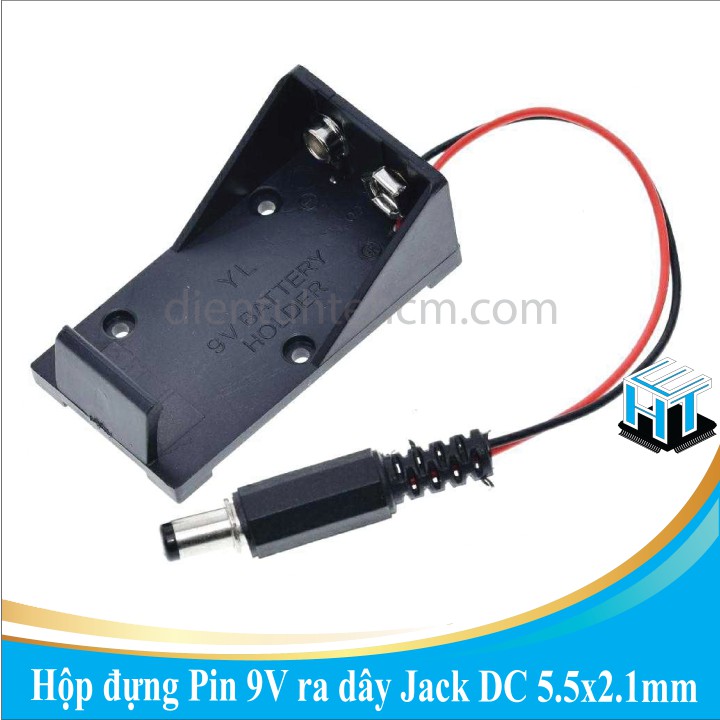 Hộp đựng Pin 9V ra dây Jack DC 5.5x2.1mm