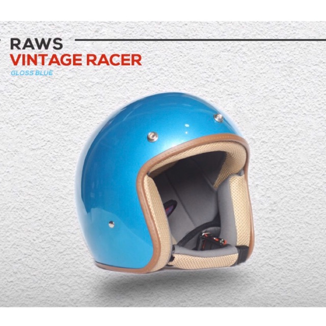 Mũ bảo hiểm 3/4 Raws Vintage Racer Xanh Dương bóng