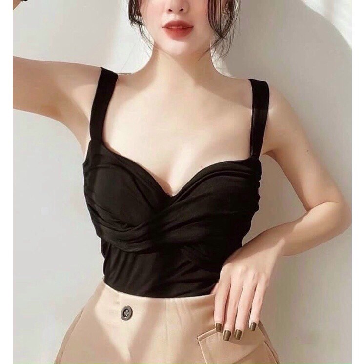 Áo Croptop 2 Dây Xoắn Ngực Thời Trang