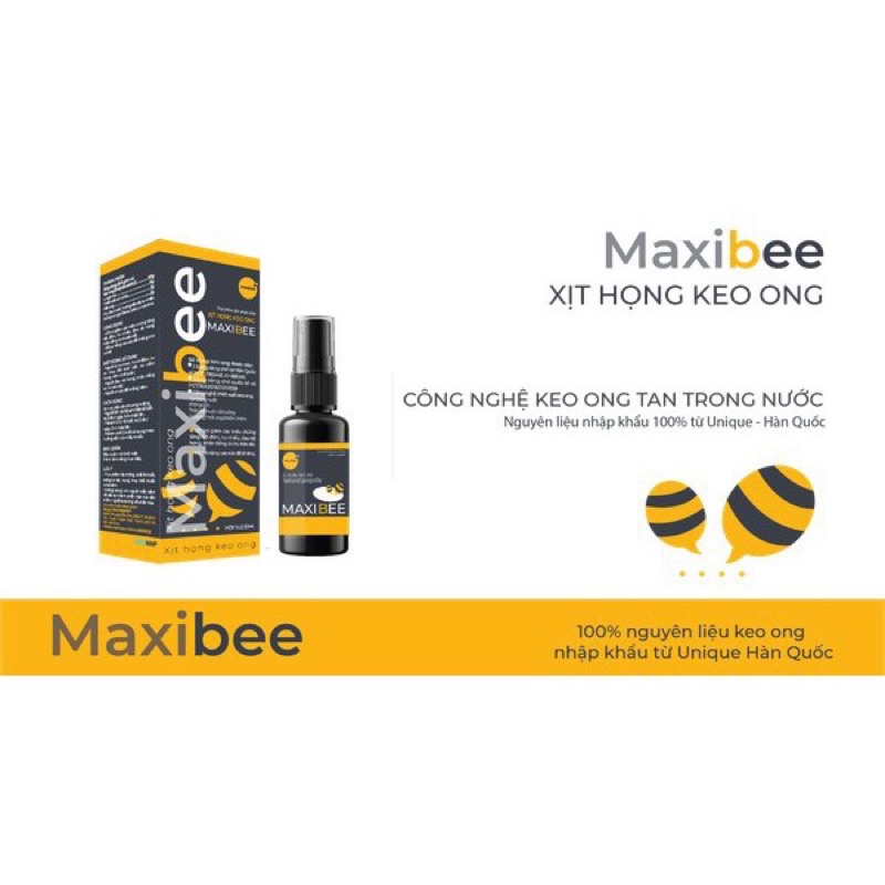 Xịt họng keo ong Maxibee - Giảm đau rát họng, viêm họng, ho, khản tiếng cho trẻ em và người lớn, chai 20ml