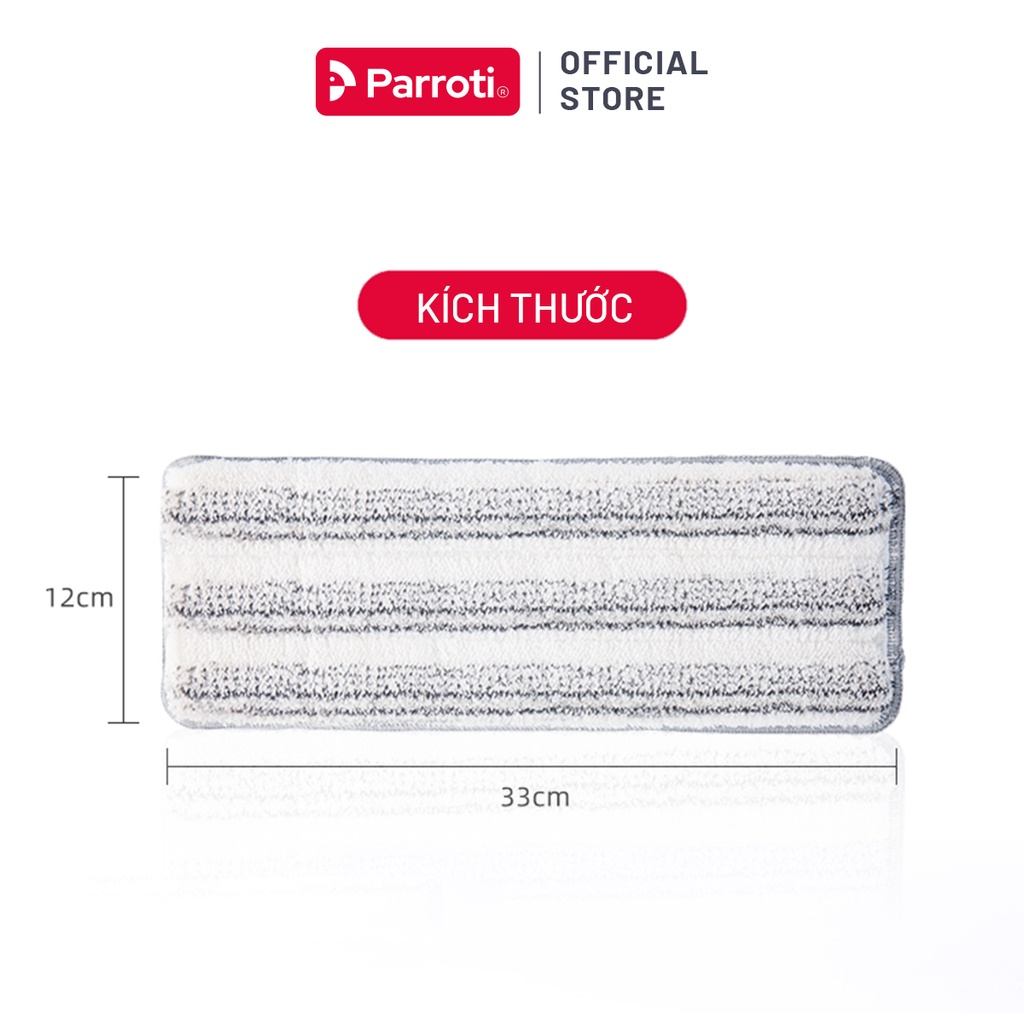 Miếng lau nhà, bông lau microfiber cao cấp 33 x 12cm (2 tấm) - Parroti Pro PAD-PR01