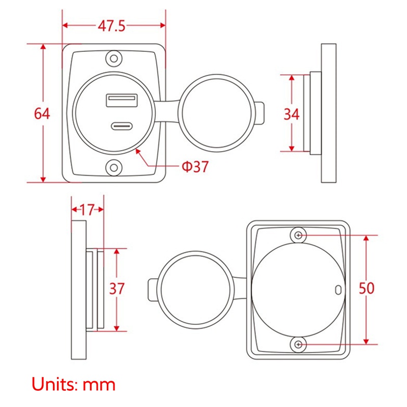 Ổ Cắm Sạc Nhanh QC 3.0 QC 3.0 18W Cho Xe Hơi Thuyền Rv Mobile