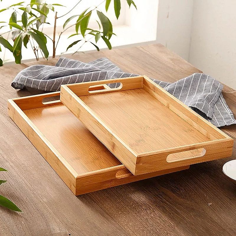 Khay Gỗ Tre Để Bộ Trà Hình Chữ Nhật 38 x 25 x 3cm