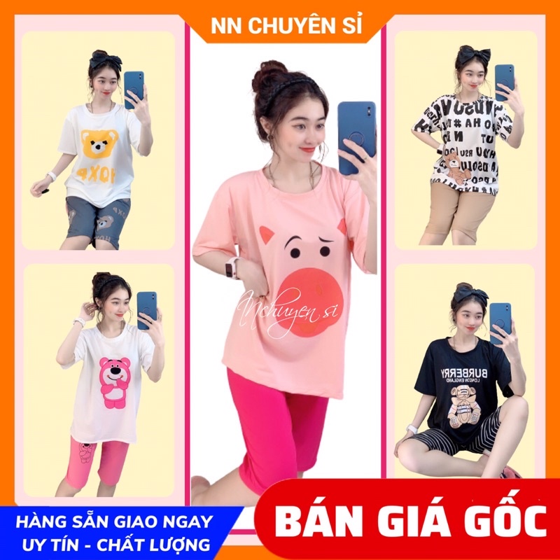 Đồ bộ nữ mặc nhà phom 55kg chất thun mềm mịn in hình hoạt hình dễ thương TP90