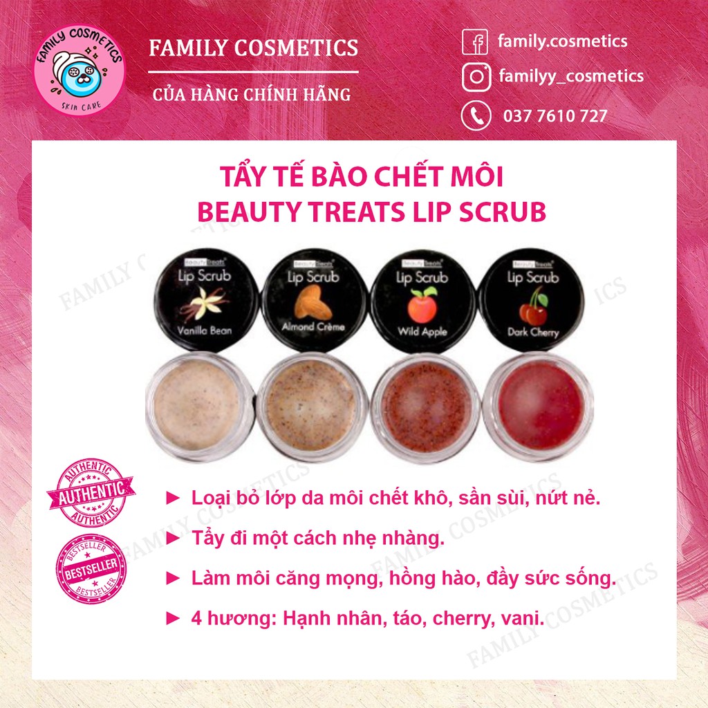 Tẩy tế bào chết môi Beauty Treats Sugar Lip Scrub 10.5g - Family Cosmetics