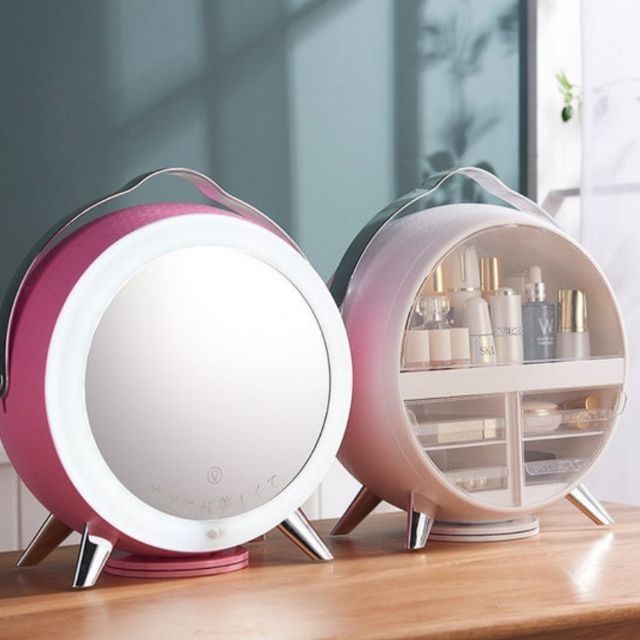 Tủ 2 in 1.Mặt trước đựng đồ. Mặt sau gương đèn led