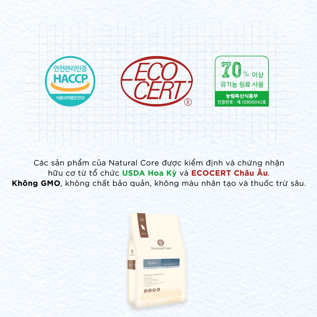 Thức ăn hạt cho mèo con Natural Core C1 Bene Kitten | Phát triển cơ xương toàn diện
