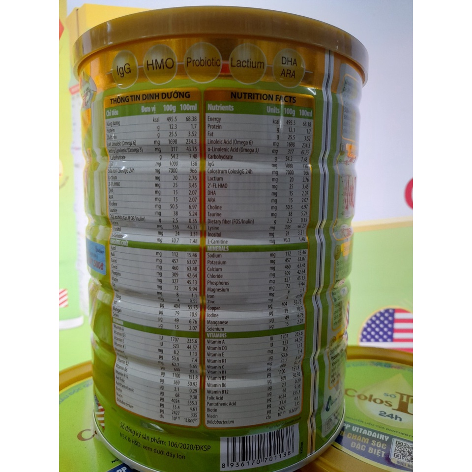 Lon Sữa 800g Colosbaby Bio Gold Vitadairy Giúp Tăng Hệ Miễn Dịch Tiêu Hóa Tốt