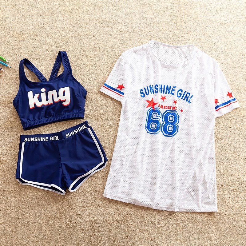 Đồ bơi bé gái set 3 chi tiết cho trẻ em từ 2 đến 12 tuổi, size đại 46kg bikini KING