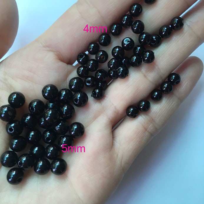 Hạt nhựa tròn phủ màu đen bóng size 3-10mm (chọn loại) GSN60B