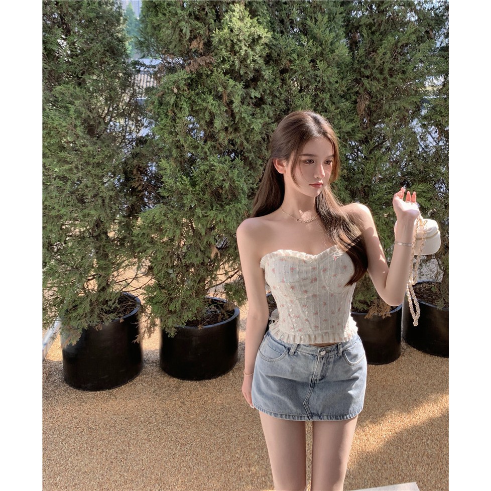 Cocory vn Thời Trang Áo Ống Hoạ Tiết Hoa Cho Nữ