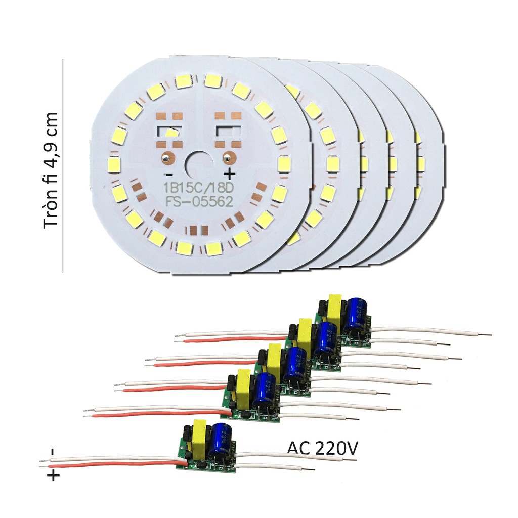 5 Bảng bo vỉ mạch Led 15w 18 mắt chip Led 2835 siêu sáng + nguồn drive AC220V MLB-H15x