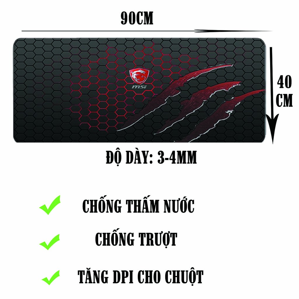 Lót chuột, pad chuột cỡ lớn 90x40cm dày dặn 3mm chuyên game chống trơn trượt siêu bền siêu rẻ