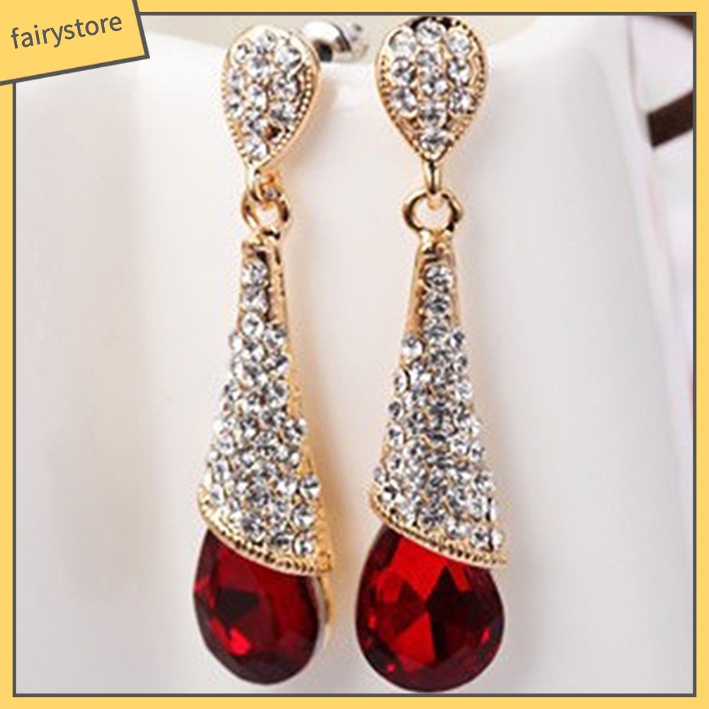 Bông Tai Dáng Dài Đính Đá Zircon Sang Trọng Cho Nữ